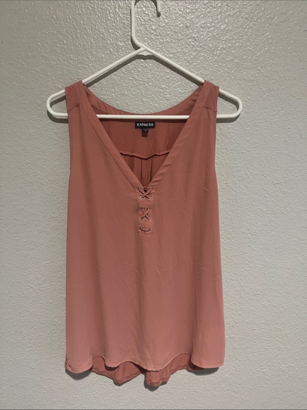 Express Dusty Rose Lace-Up V-Neck Tank